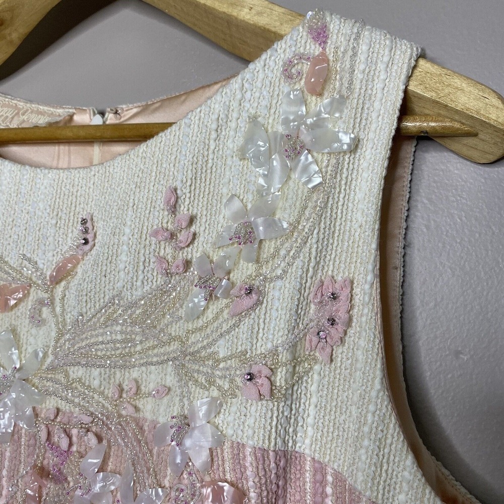 Peggy Jennings Pink Ivory Bubble Textured Sleeveless Shift Dress Size M - Picture 5 of 16